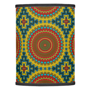 Boho Geometric Brown Red Yellow Blue Ethnic Tribal Lamp Shade