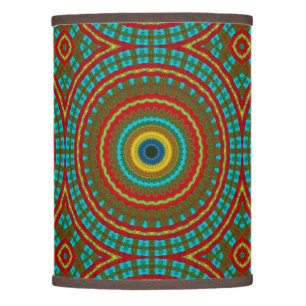 Boho Geometric Brown Red Yellow Blue Ethnic Tribal Lamp Shade