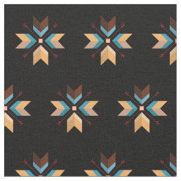 Boho Geometric Chevron tribal Pattern  Black Fabric