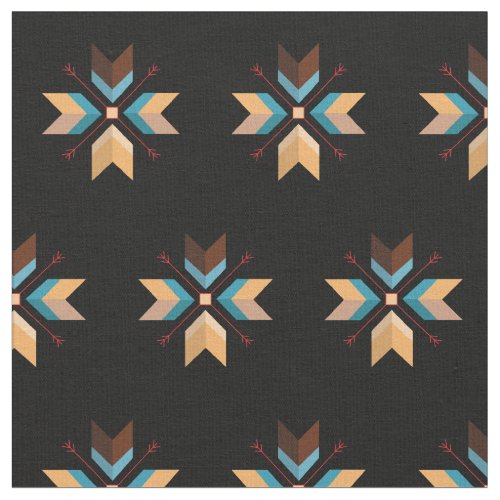 Boho Geometric Chevron tribal Pattern  Black Fabric