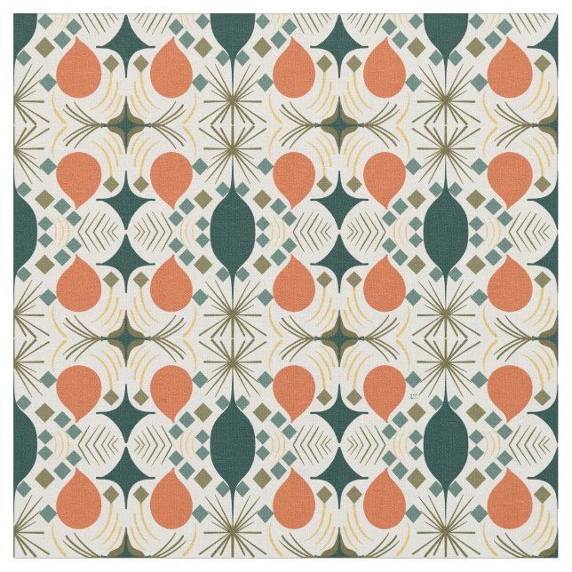 Boho Geometric Colorful Diamond Pattern Fabric (Close Up)