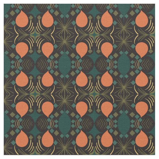 Boho Geometric Diamond Black Pattern Fabric