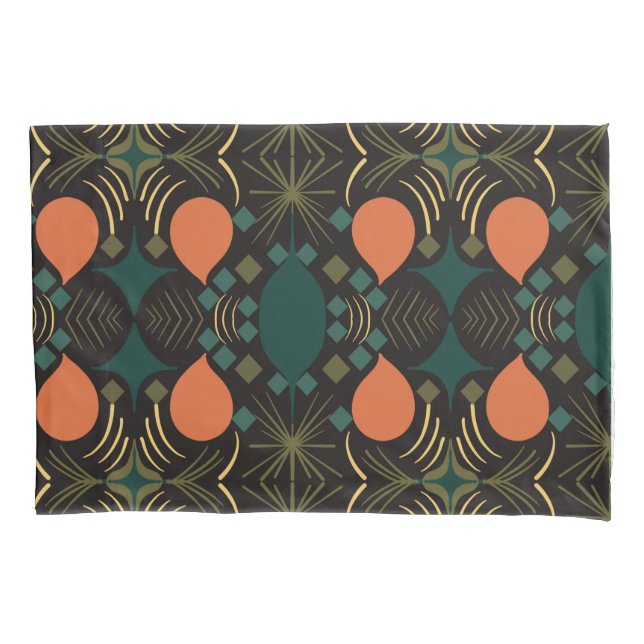 Boho Geometric Diamond Black  Pillow Case (Front)