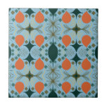 Boho Geometric Diamond Blue   Ceramic Tile
