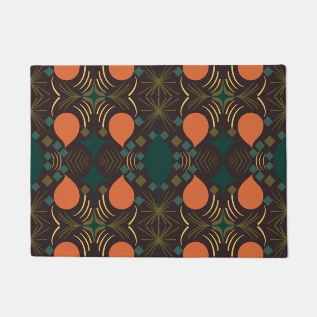 Boho Geometric Diamond Brown Doormat (Front)