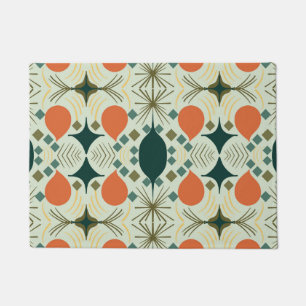 Boho Geometric Diamond Mint Pattern  Doormat