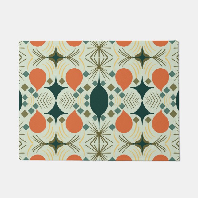 Boho Geometric Diamond Mint Pattern  Doormat (Front)
