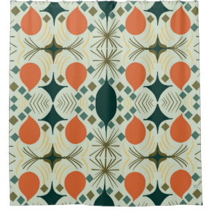 Boho Geometric Diamond Mint Pattern Shower Curtain
