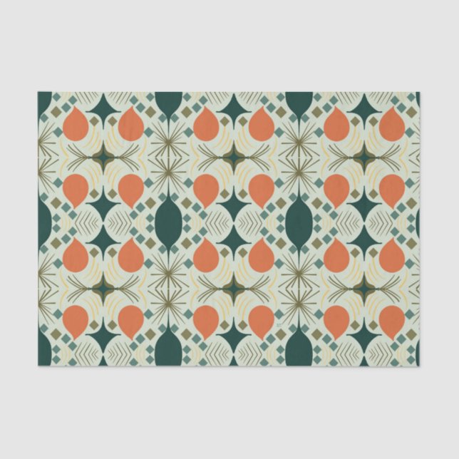 Boho Geometric Diamond Mint Pattern Tissue Paper (Front)