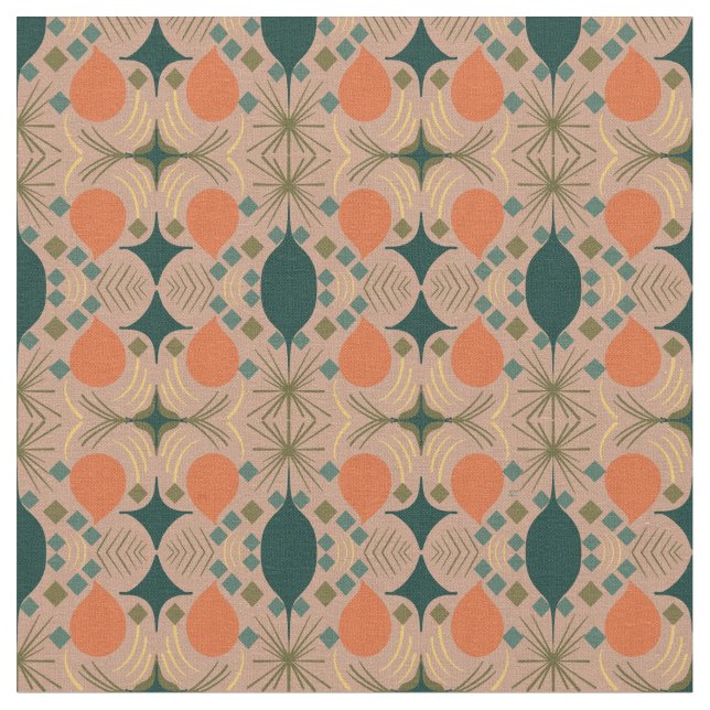 Boho Geometric Diamond Pastel Pattern Fabric (Close Up)