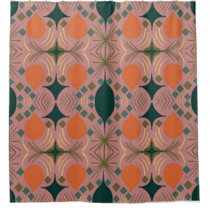 Boho Geometric Diamond Pink Shower Curtain