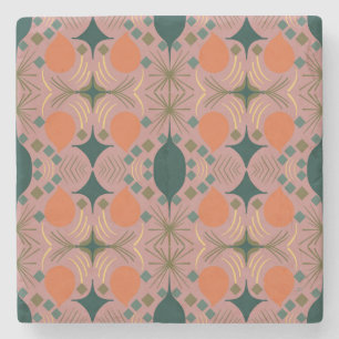 Boho Geometric Diamond Pink Stone Coaster