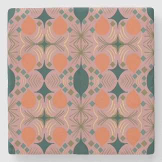 Boho Geometric Diamond Pink Stone Coaster
