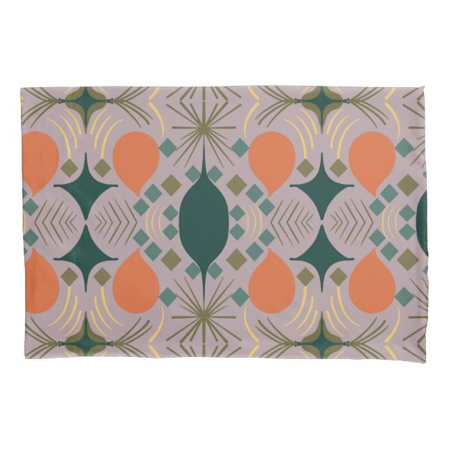 Boho Geometric Diamond Purple Pillow Case (Front)