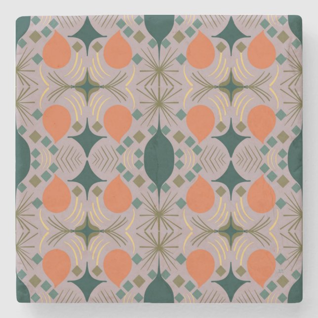 Boho Geometric Diamond Purple Stone Coaster (Front)