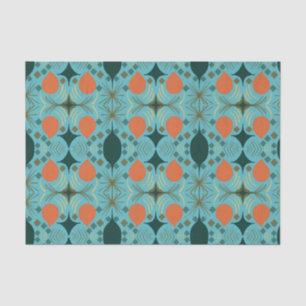 Boho Geometric Diamond Turquoise Pattern Tissue Paper