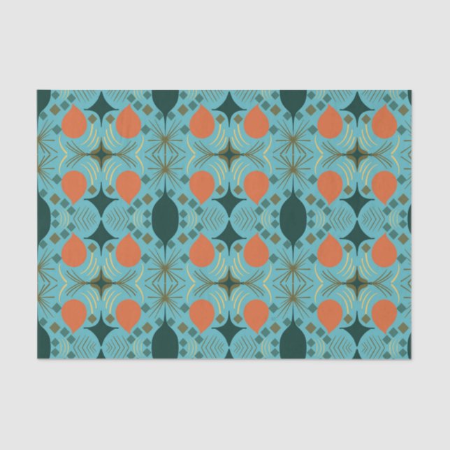 Boho Geometric Diamond Turquoise Pattern  Tissue Paper (Front)