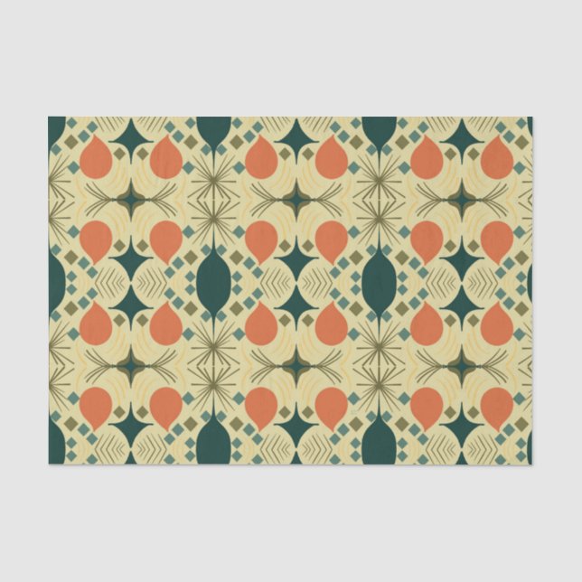 Boho Geometric Diamond Yellow Pattern Fabric Tissue Paper (Front)