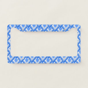 Boho Geometric Diamonds Watercolor Pattern Blue License Plate Frame