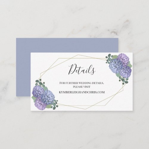 Boho Geometric Dusty Blue Floral Wedding Website Enclosure Card