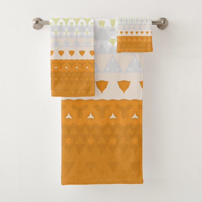 Boho Geometric Funky Abstract Maverique Pride Flag Bath Towel Set (Insitu)