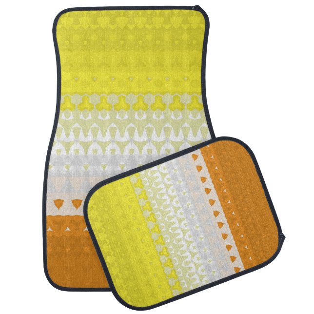 Boho Geometric Funky Abstract Maverique Pride Flag Car Floor Mat (Set)