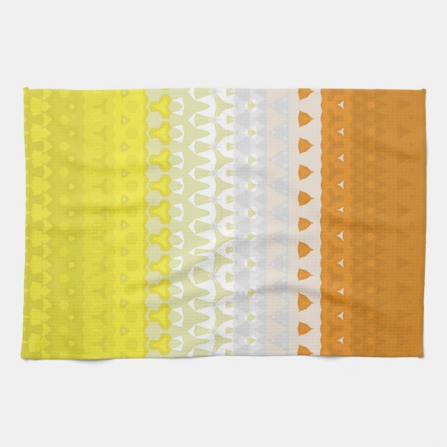 Boho Geometric Funky Abstract Maverique Pride Flag Kitchen Towel (Horizontal)
