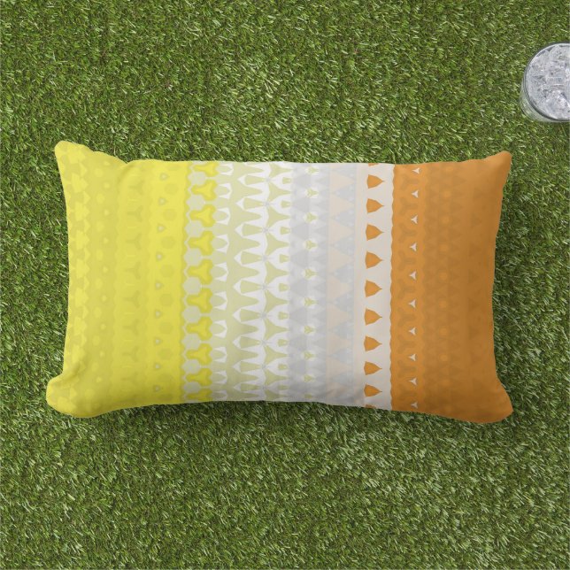 Boho Geometric Funky Abstract Maverique Pride Flag Lumbar Pillow (Grass)