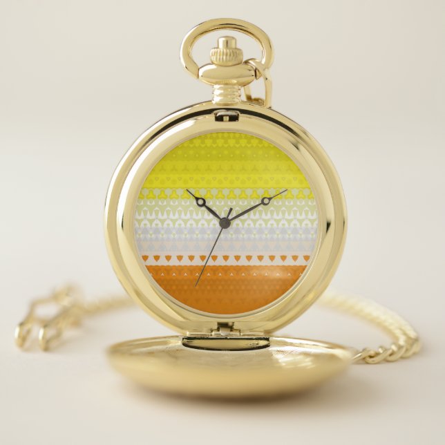 Boho Geometric Funky Abstract Maverique Pride Flag Pocket Watch (Inside)