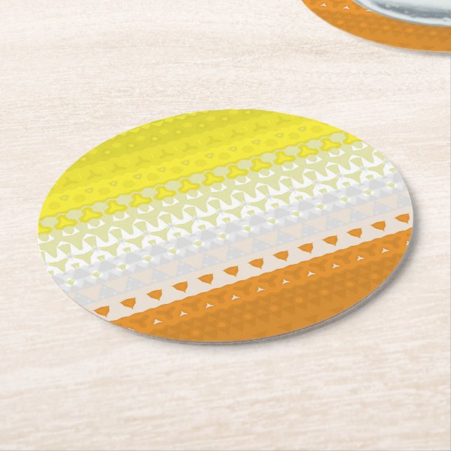 Boho Geometric Funky Abstract Maverique Pride Flag Round Paper Coaster (Angled)