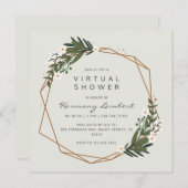 Boho Geometric Greenery Virtual Bridal Shower Invitation (Front/Back)