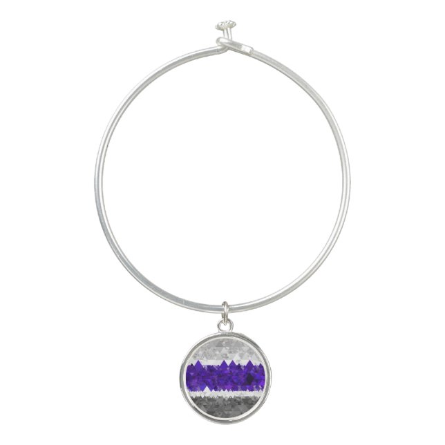 Boho Geometric Mod Retro Greygender Pride Flag Bangle Bracelet (Front)