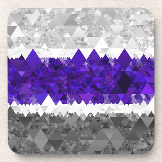 Boho Geometric Mod Retro Greygender Pride Flag Beverage Coaster (Front)