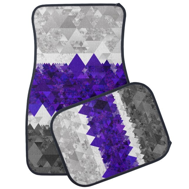 Boho Geometric Mod Retro Greygender Pride Flag Car Floor Mat (Set)