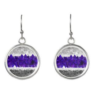 Boho Geometric Mod Retro Greygender Pride Flag Earrings
