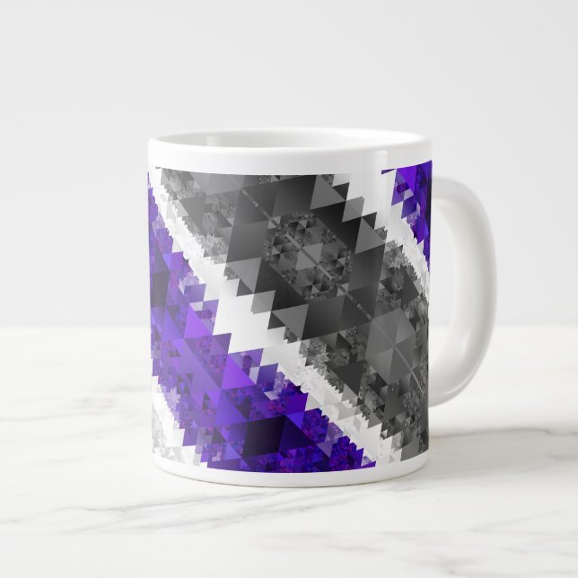 Boho Geometric Mod Retro Greygender Pride Flag Giant Coffee Mug (Front Right)