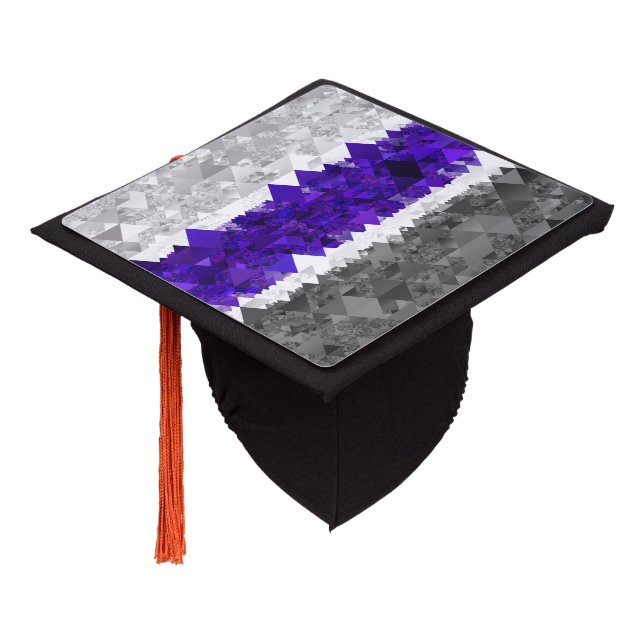 Boho Geometric Mod Retro Greygender Pride Flag Graduation Cap Topper (Angled)