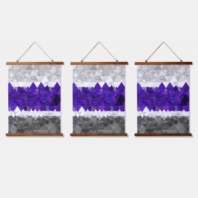 Boho Geometric Mod Retro Greygender Pride Flag Hanging Tapestry (Triple)