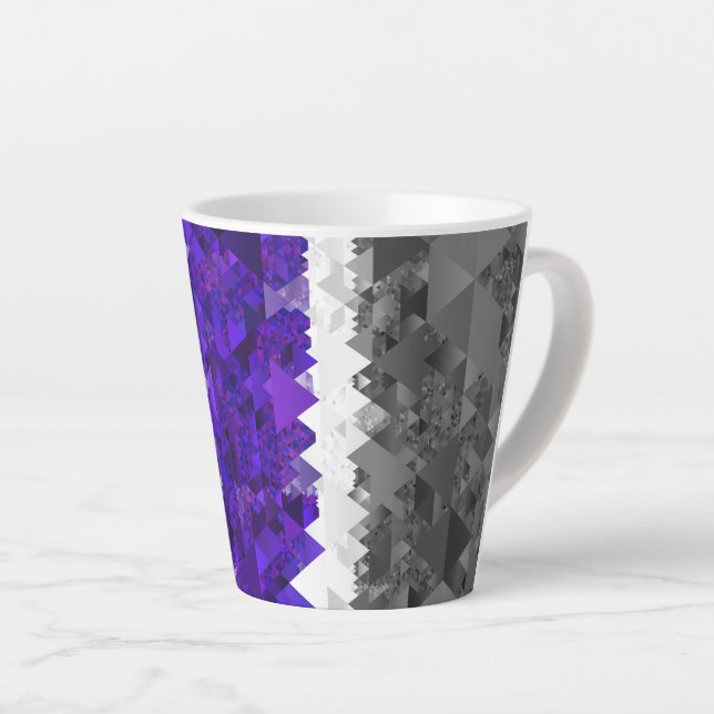 Boho Geometric Mod Retro Greygender Pride Flag Latte Mug (Right Angle)