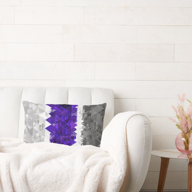Boho Geometric Mod Retro Greygender Pride Flag Lumbar Pillow (Couch)