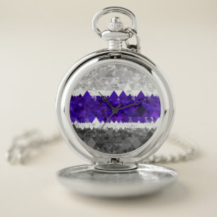Boho Geometric Mod Retro Greygender Pride Flag Pocket Watch
