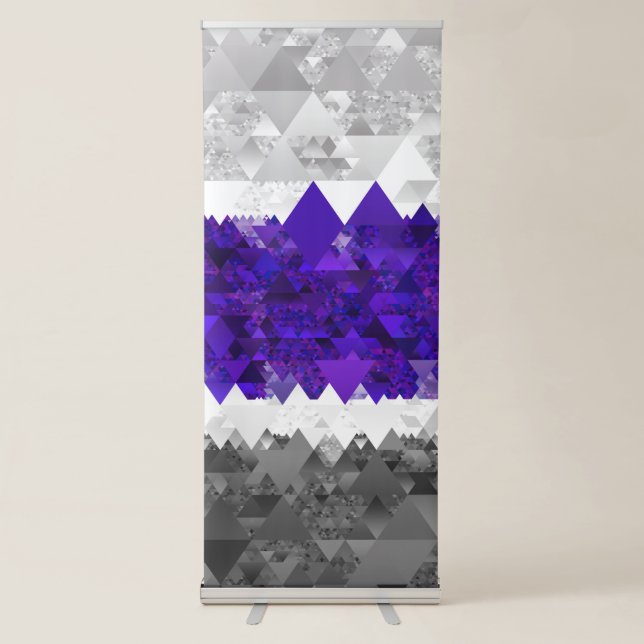 Boho Geometric Mod Retro Greygender Pride Flag Retractable Banner (Front)