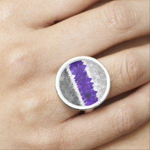 Boho Geometric Mod Retro Greygender Pride Flag Ring