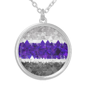 Boho Geometric Mod Retro Greygender Pride Flag Silver Plated Necklace