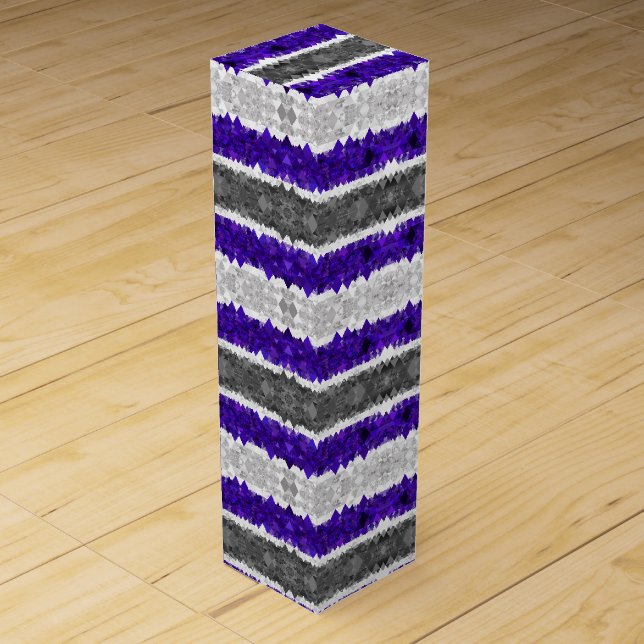 Boho Geometric Mod Retro Greygender Pride Flag Wine Box (Front)
