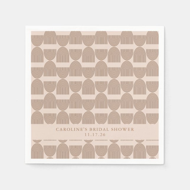 Boho Geometric Terracotta Custom Bridal Shower Napkins (Front)
