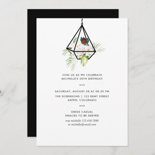 Boho Geometric Terrarium Floral Birthday Invitation