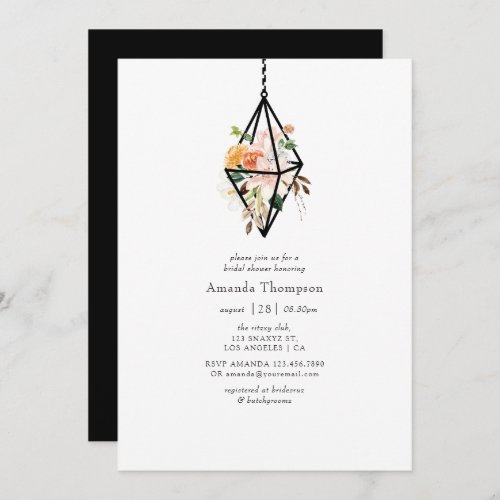 Boho Geometric Terrarium Floral Bridal Shower Invitation