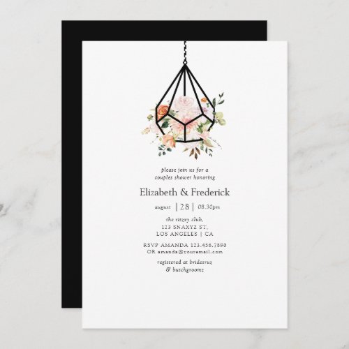 Boho Geometric Terrarium Floral Couples Shower Invitation