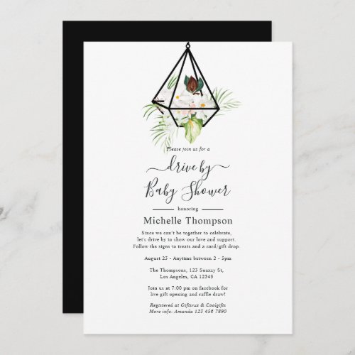 Boho Geometric Terrarium Floral Drive By Shower Invitation